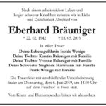 Traueranzeige Eberhard Bräuniger