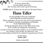 Danksagung Hans Edler