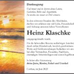 Danksagung Heinz Klaschke