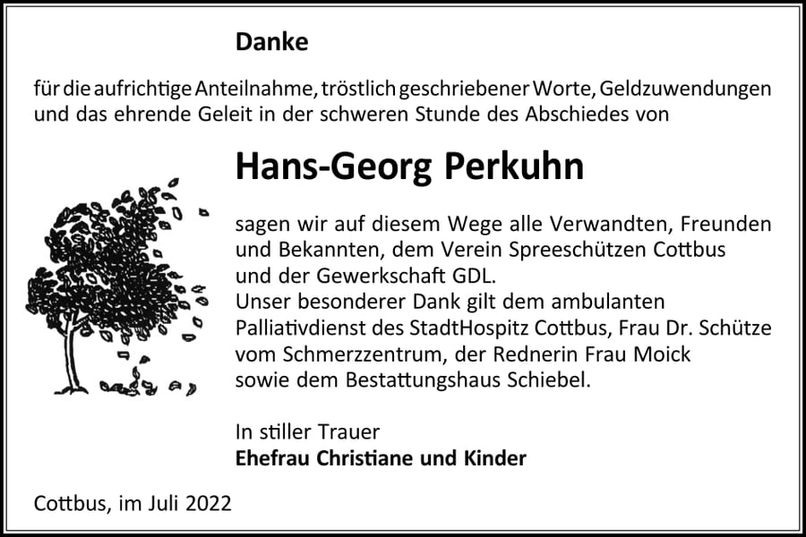 Danksagung Hans-Georg Perkuhn