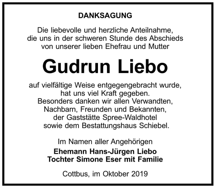 Danksagung Gudrun Liebo