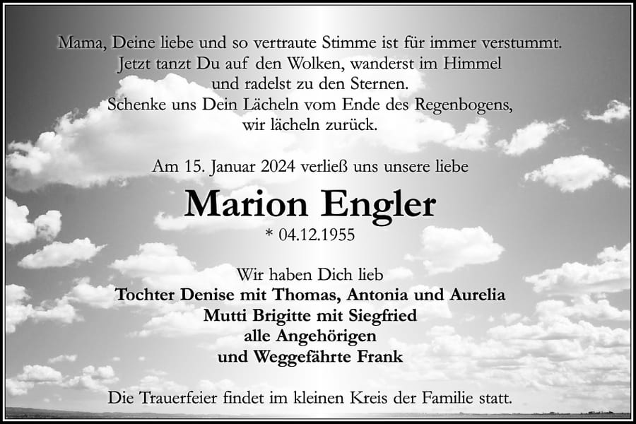 Traueranzeige Marion Engler