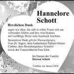 Danksagung Hannelore Schott