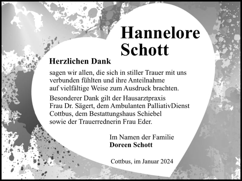 Danksagung Hannelore Schott