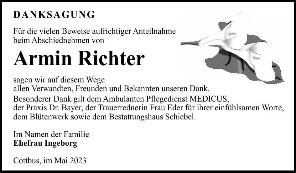 Danksagung Armin Richter