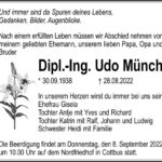 Traueranzeige Dipl.-Ing. Udo Münch