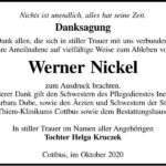Danksagung Werner Nickel