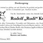 Danksagung Rudolf „Rudi“ Krautz