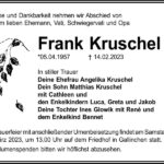 Traueranzeige Frank Kruschel