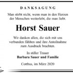 Danksagung Horst Sauer