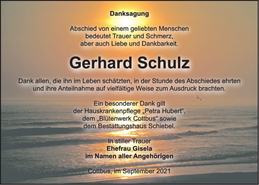 Danksagung Gerhard Schulz