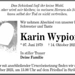Traueranzeige Karin Wypior