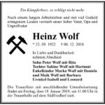 Traueranzeige Heinz Wolf