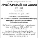 Traueranzeige Arvid Karwinski von Karwin