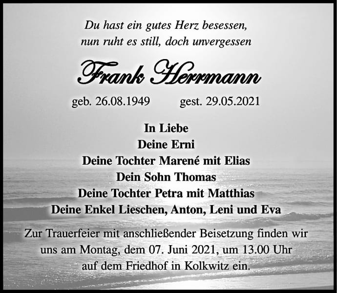 Traueranzeige Frank Herrmann