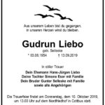 Traueranzeige Gudrun Liebo, geb. Selleske