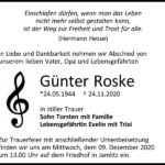 Traueranzeige Günter Roske