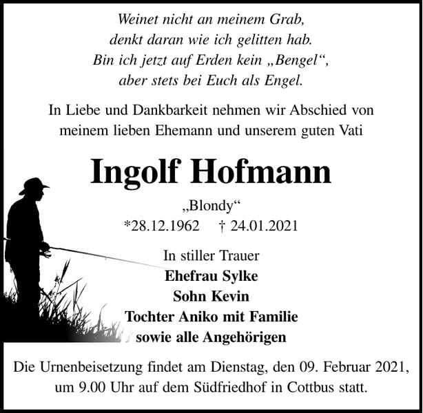 Traueranzeige Ingolf Hofmann