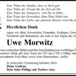 Danksagung Uwe Morwitz
