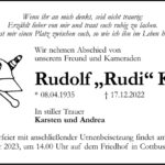 Traueranzeige Rudolf „Rudi“ Krautz