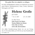 Traueranzeige Helene Große, geb. Giebel