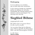 Danksagung Siegfried Böhme