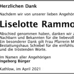 Danksagung Liselotte Rammolt