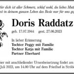 Traueranzeige Doris Raddatz