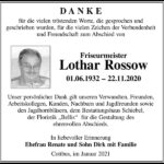 Traueranzeige Lothar Rossow