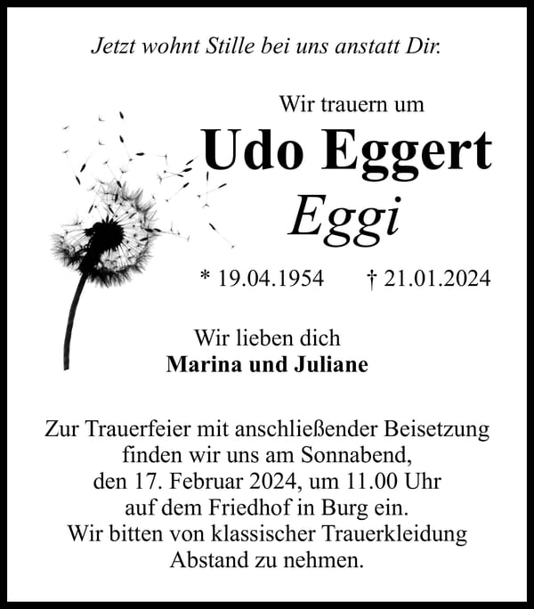 Traueranzeige Udo Eggert „Eggi“