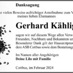 Danksagung Gerhard Kählig