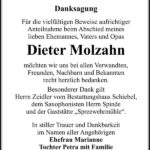Danksagung Dieter Molzahn