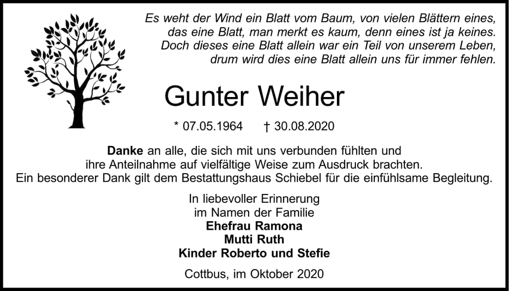 Danksagung Gunter Weiher