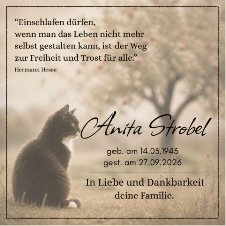 Traueranzeige Anita Strobel