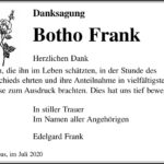 Danksagung Botho Frank
