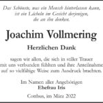 Danksagung Joachim Vollmering