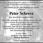 Danksagung Peter Schreve