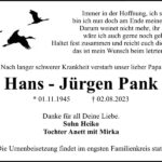 Traueranzeige Hans - Jürgen Pank