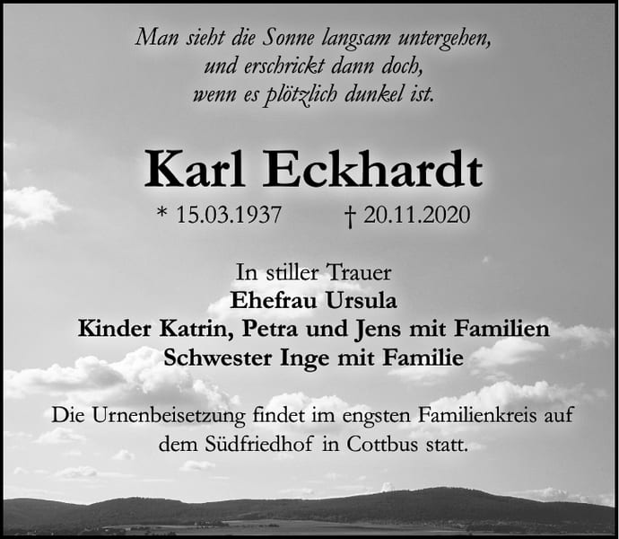 Traueranzeige Karl Eckhardt