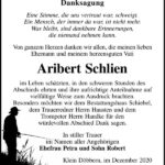 Danksagung Aribert Schlien