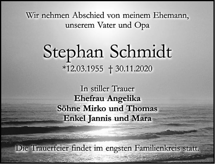 Traueranzeige Stephan Schmidt