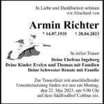 Traueranzeige Armin Richter