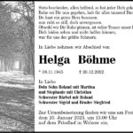 Traueranzeige Helga Böhme