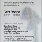 Traueranzeige Gert Rohde