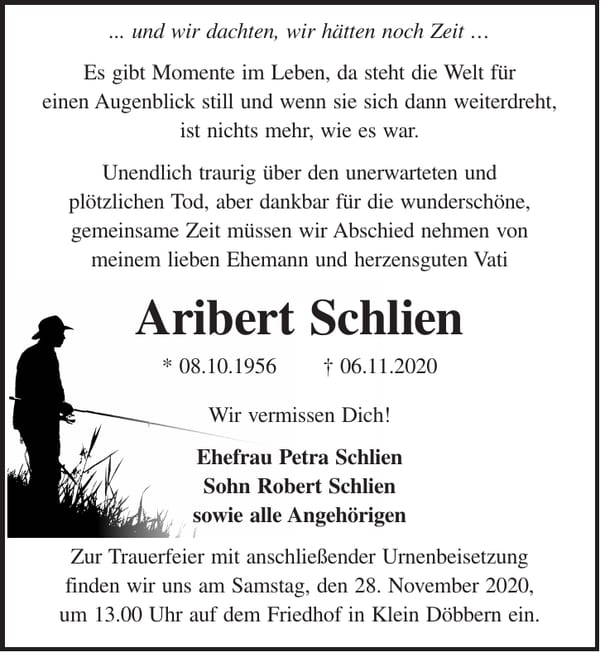Traueranzeige Aribert Schlien