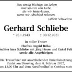 Traueranzeige Gerhard Schliebe