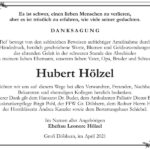 Danksagung Hubert Hölzel