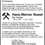 Danksagung Hans-Werner Nowel