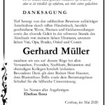 Danksagung Gerhard Müller