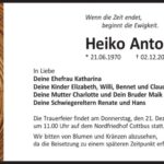 Traueranzeige Heiko Anton